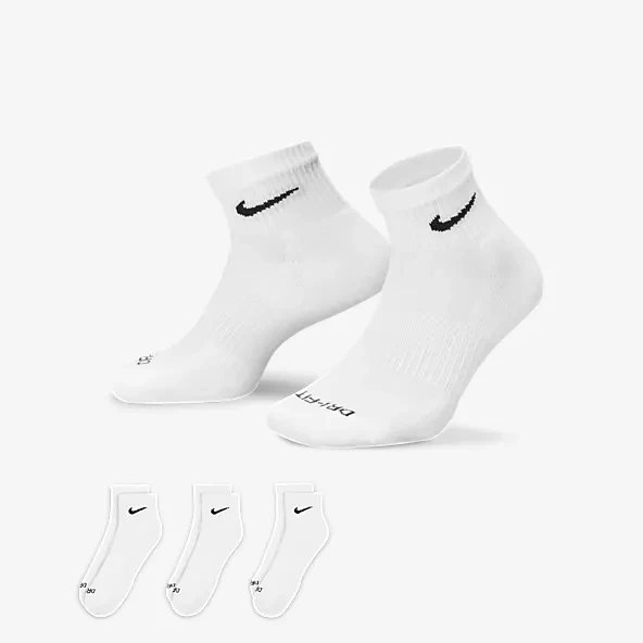 Nike Dri-Fit Plus Cushion ''White'' Quarter Socks (5pair=1Box)